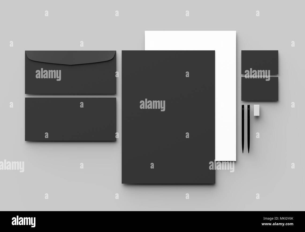 Corporate identity stationery mock up isolato su sfondo grigio. 3D illustra Foto Stock