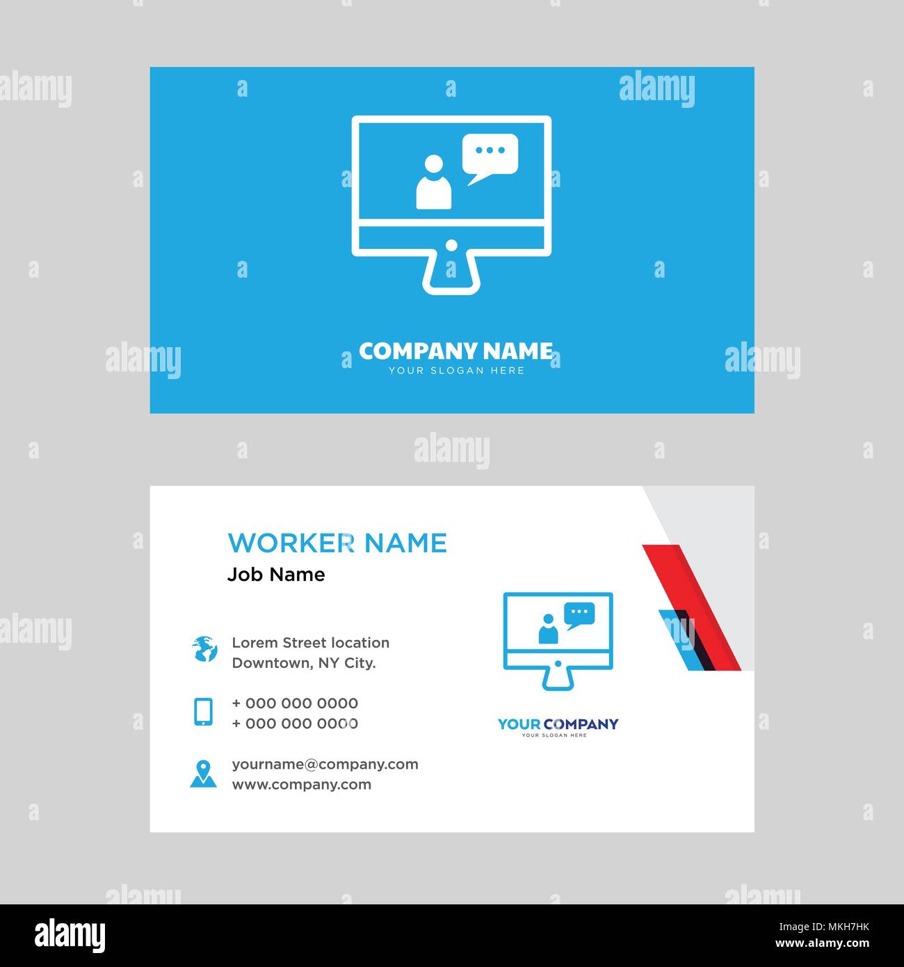 Computer portatile business card modello di progettazione, visita per la vostra azienda, moderna identità orizzontale vettore scheda Illustrazione Vettoriale
