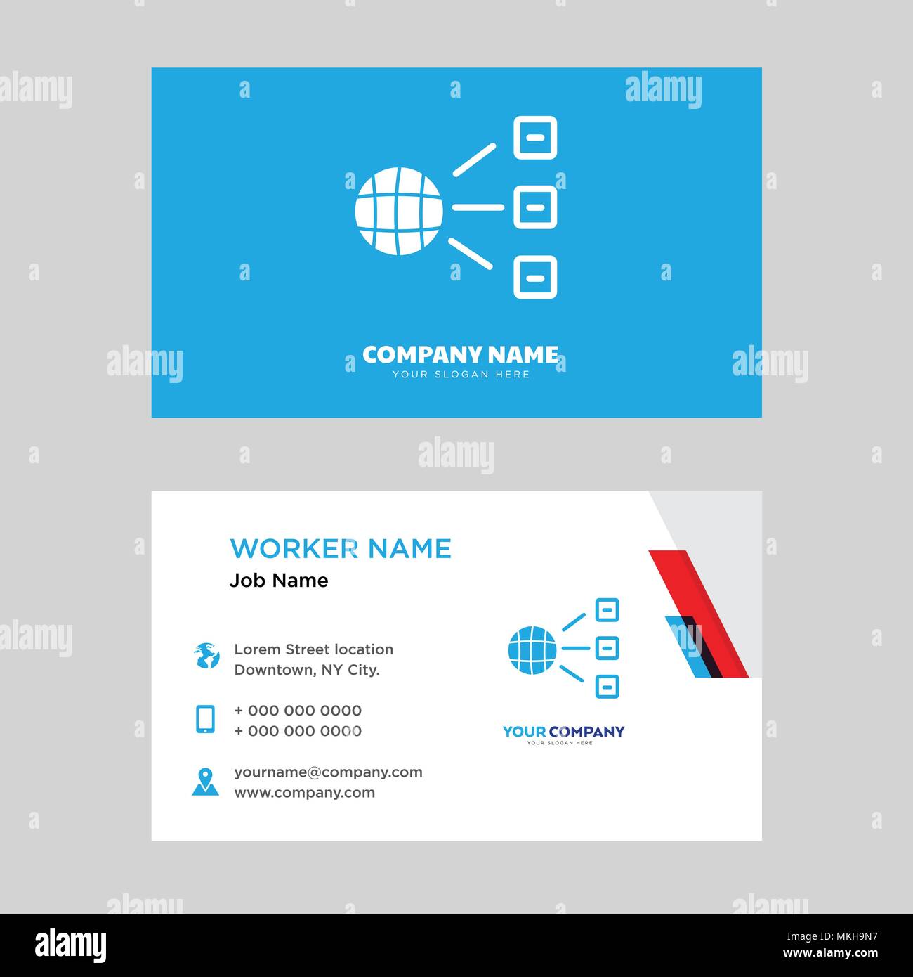 Business Network card modello di progettazione, visita per la vostra azienda, moderna identità orizzontale vettore scheda Illustrazione Vettoriale