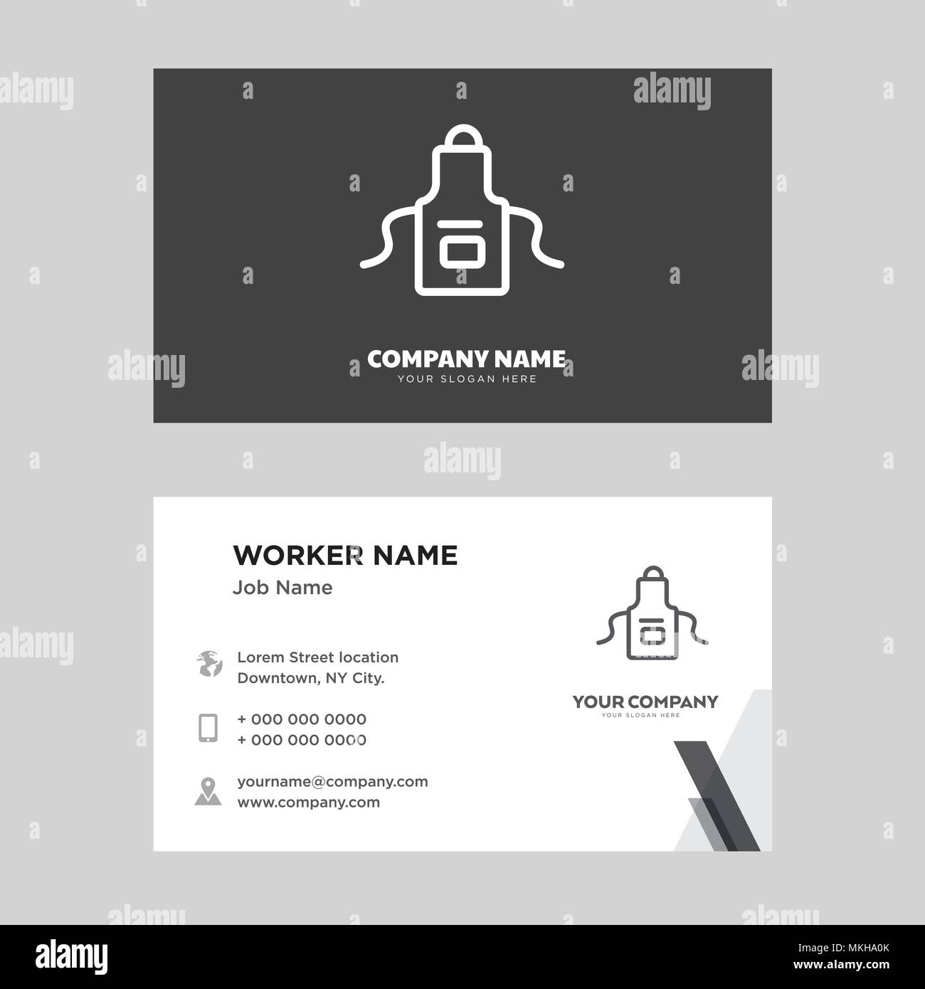 Grembiule business card modello di progettazione, visita per la vostra azienda, moderna identità orizzontale vettore scheda Illustrazione Vettoriale