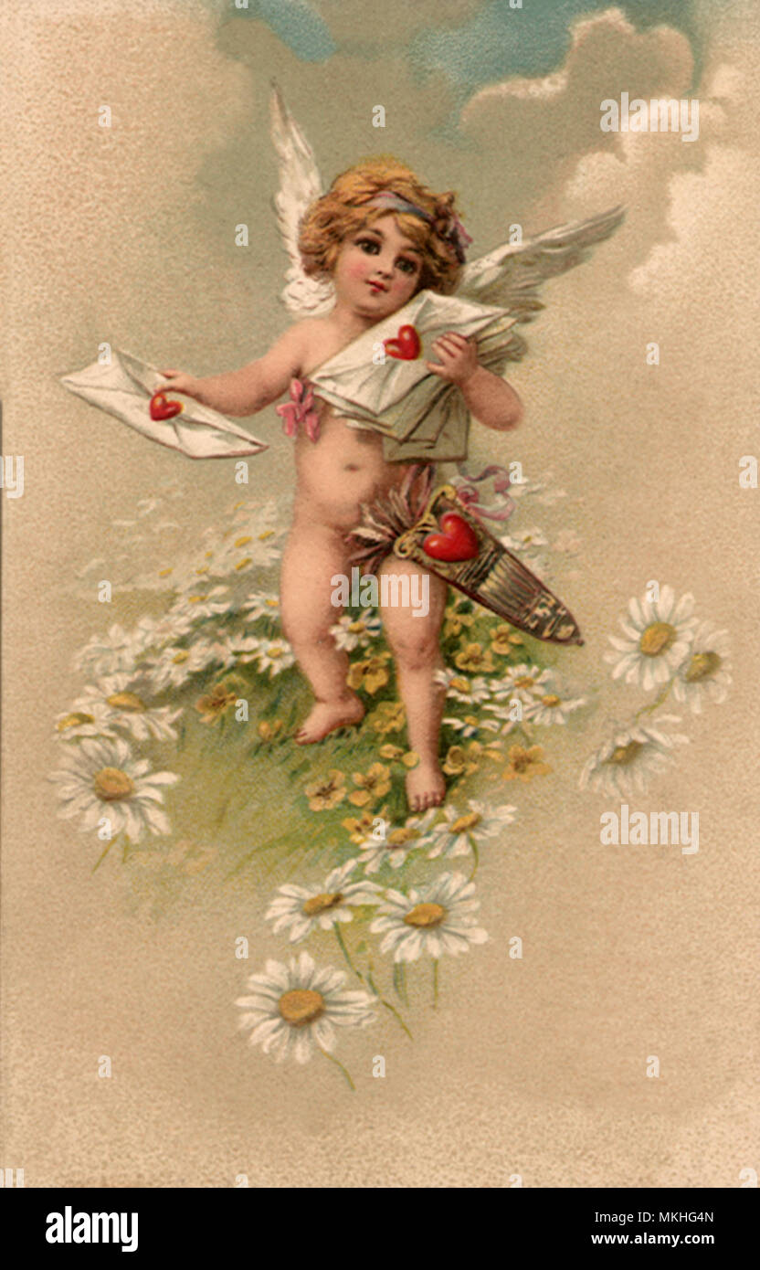 Cupido azienda Lettere di San Valentino Foto Stock