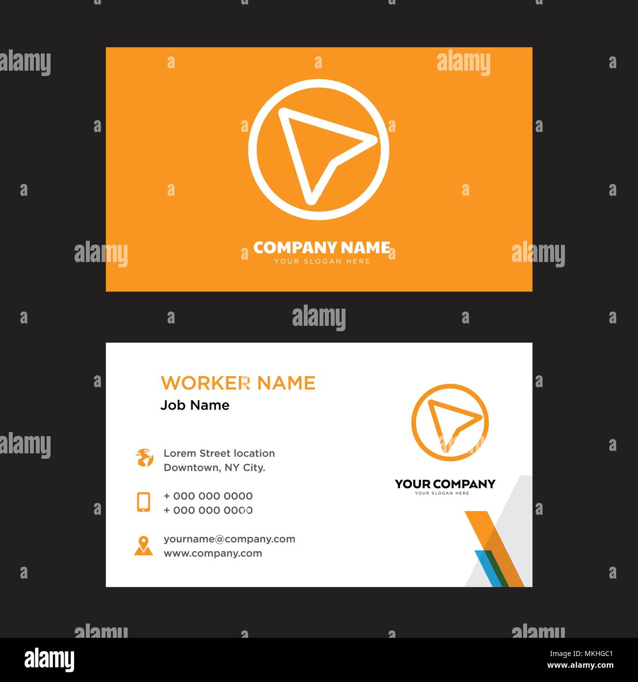 Cursore business card modello di progettazione, visita per la vostra azienda, moderna identità orizzontale vettore scheda Illustrazione Vettoriale
