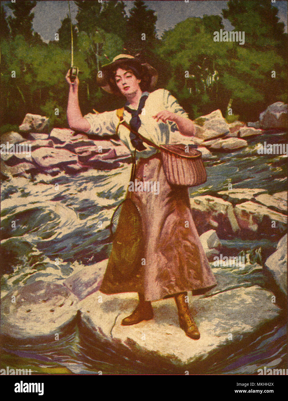 Pesca della donna Foto Stock