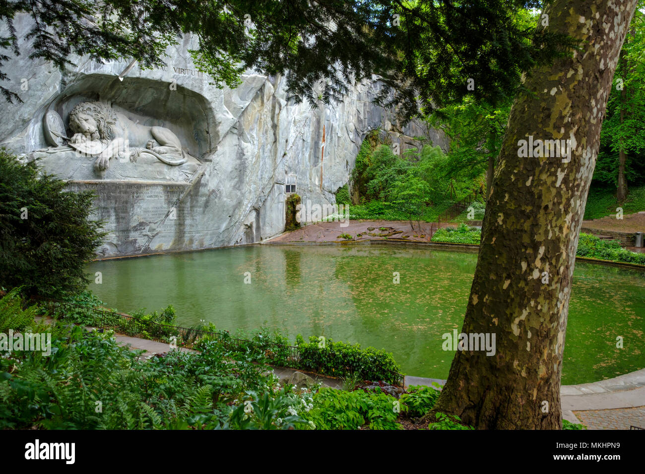 Morendo il Monumento del Leone a Lucerna, Svizzera, Europa Foto Stock