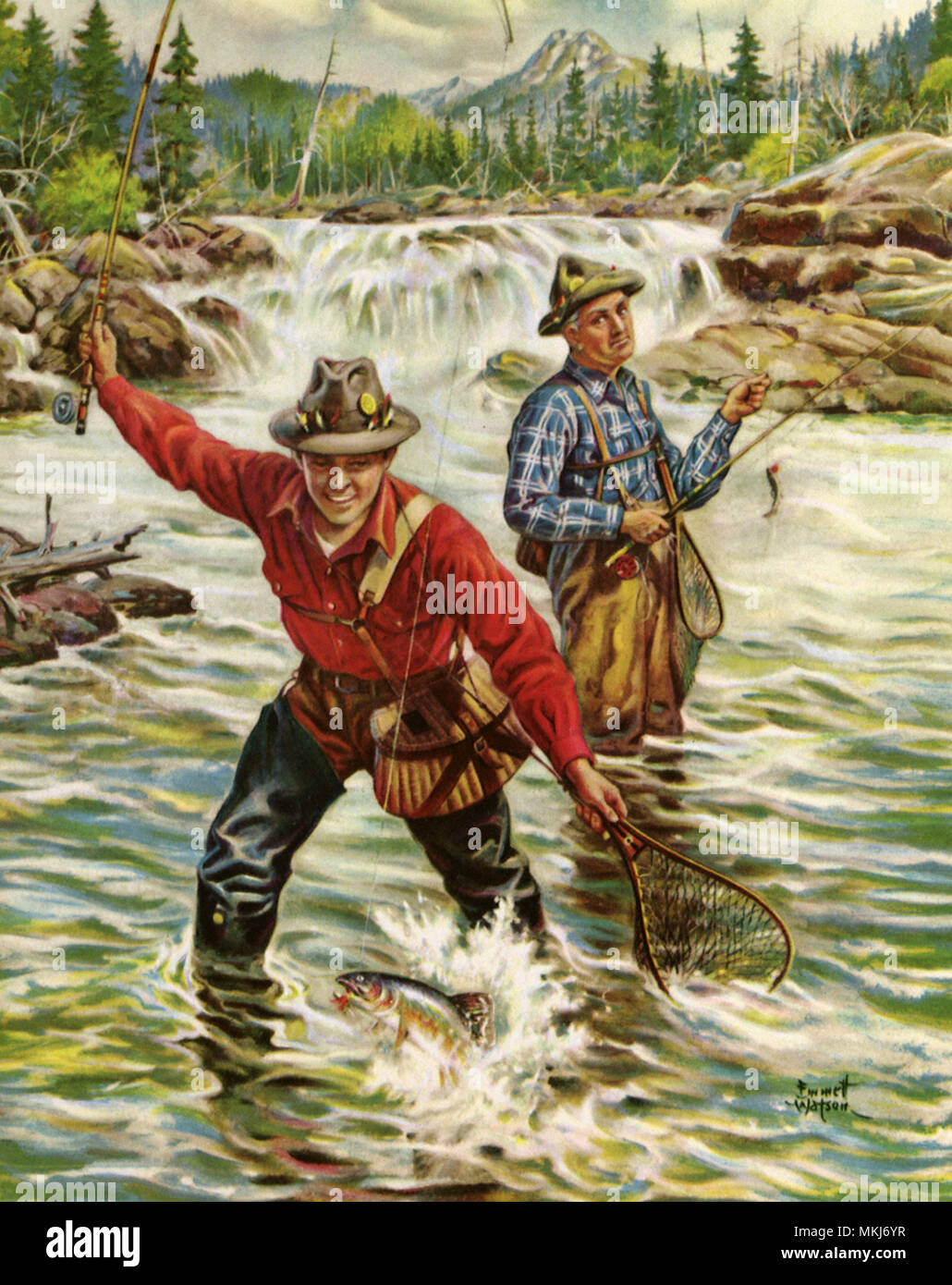 Amici di pesca Foto Stock