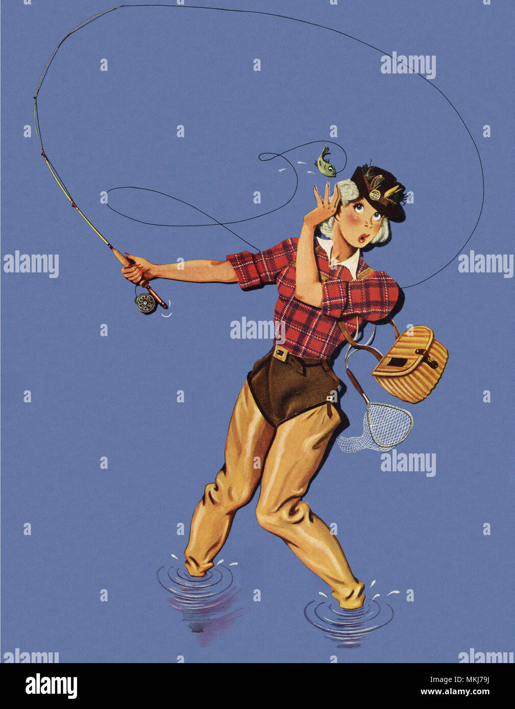 Donna di Pesca a mosca Foto Stock