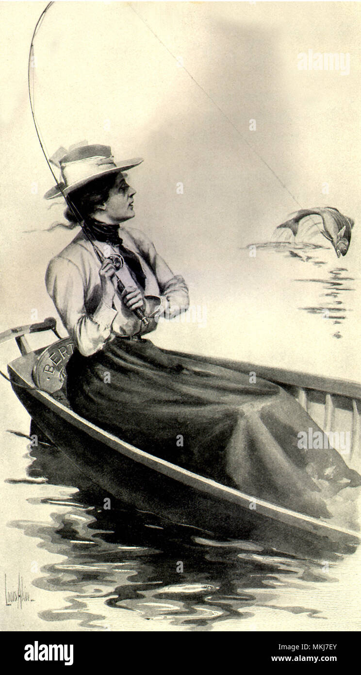 Pesca della donna Foto Stock