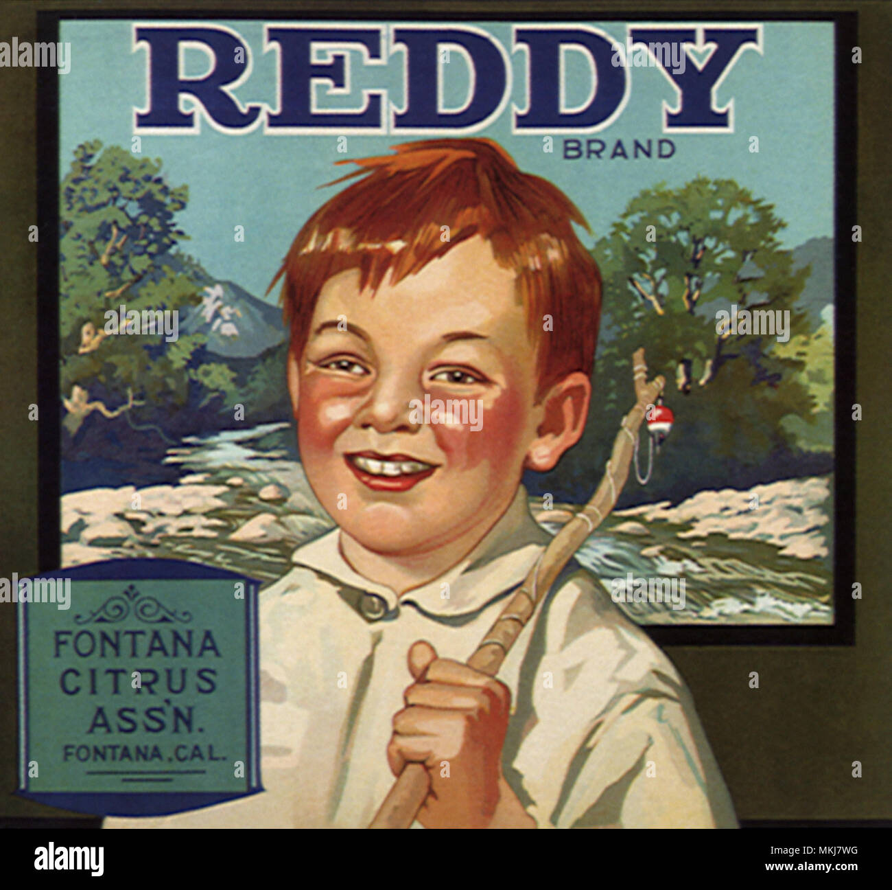 Dai capelli rossi ragazzo di pesca Foto Stock