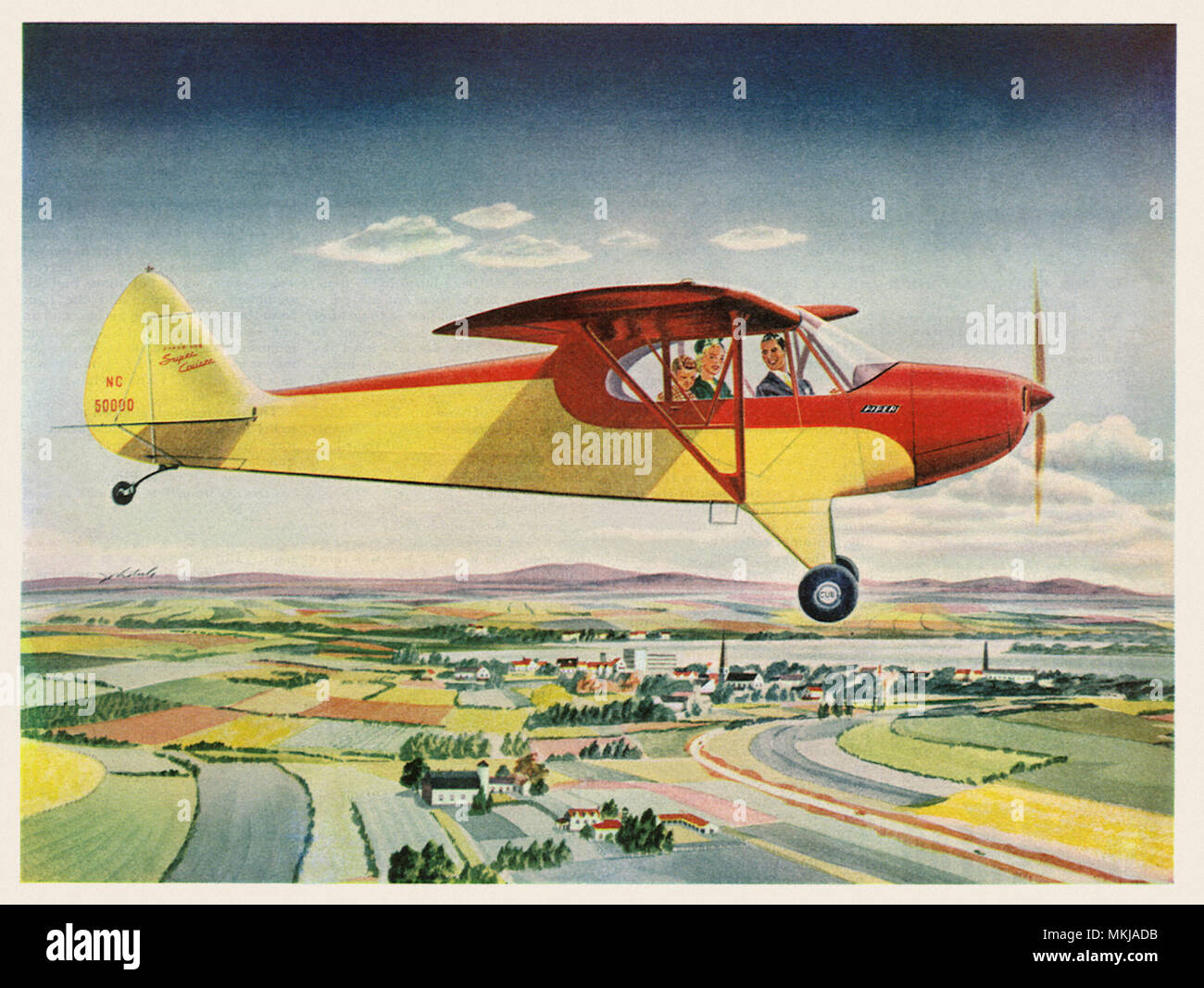 Famiglia nel piccolo aereo Foto Stock