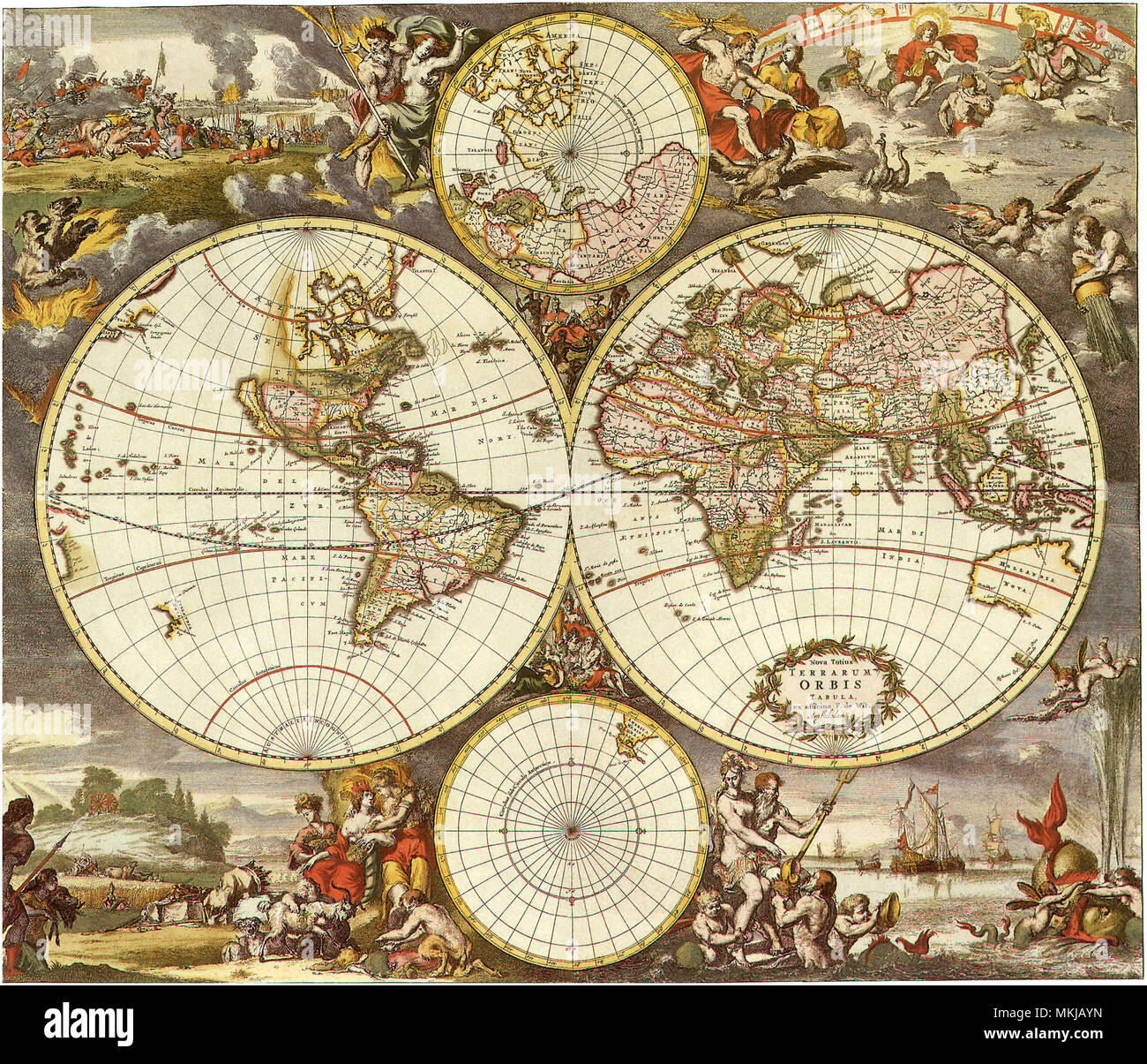 Mappa del Mondo 1670 Foto Stock