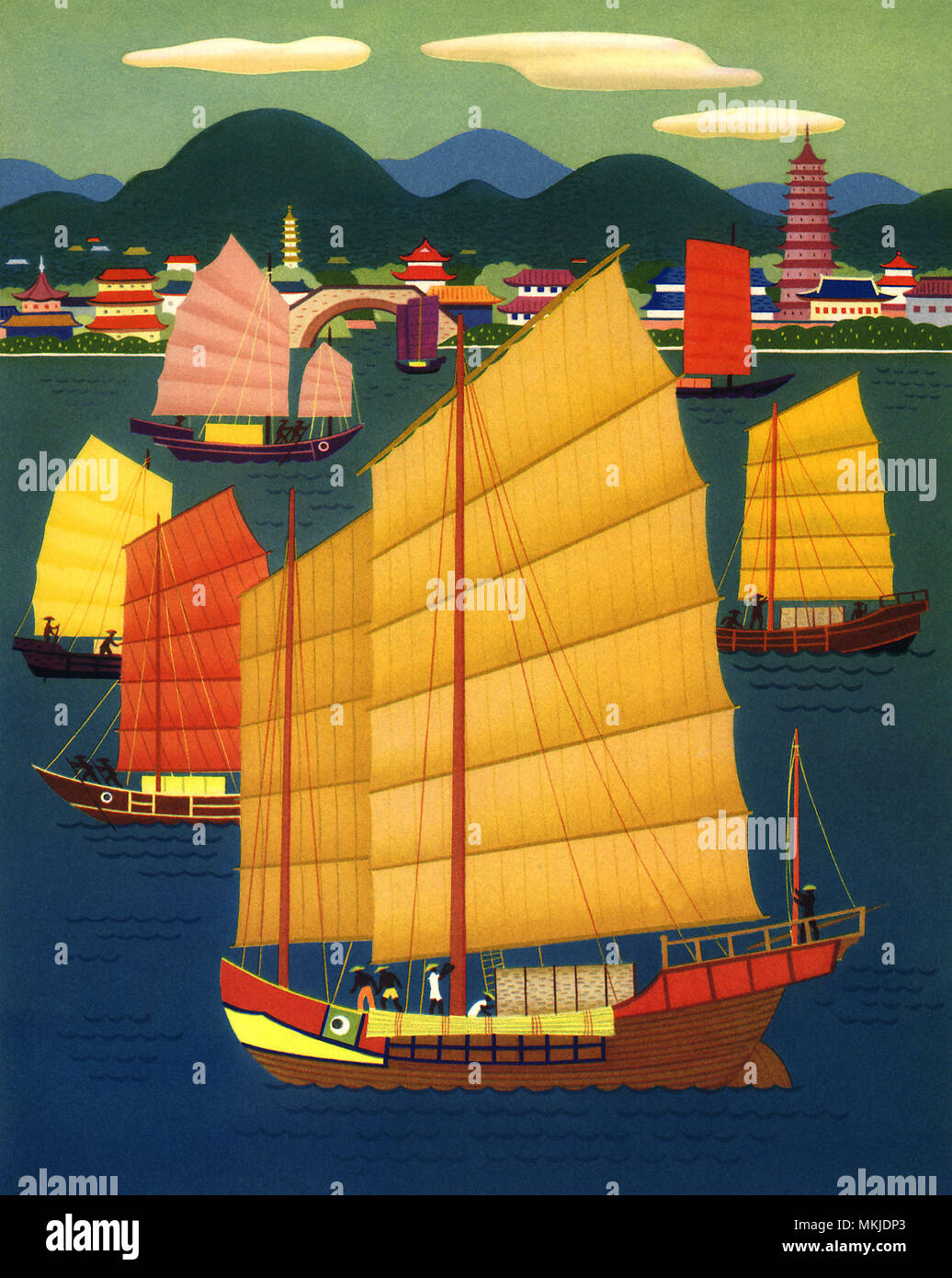 Giunche Cinesi vicino a Hong Kong Foto Stock