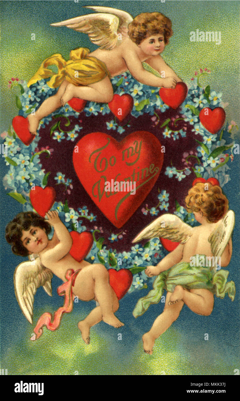 Amorini e cuori Foto Stock