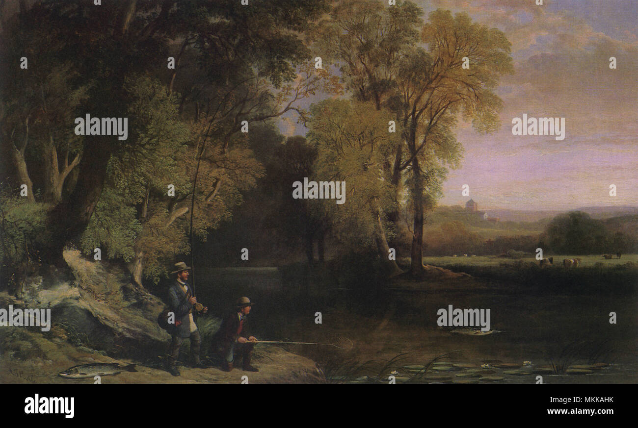 Pesca sul fiume per il luccio Foto Stock