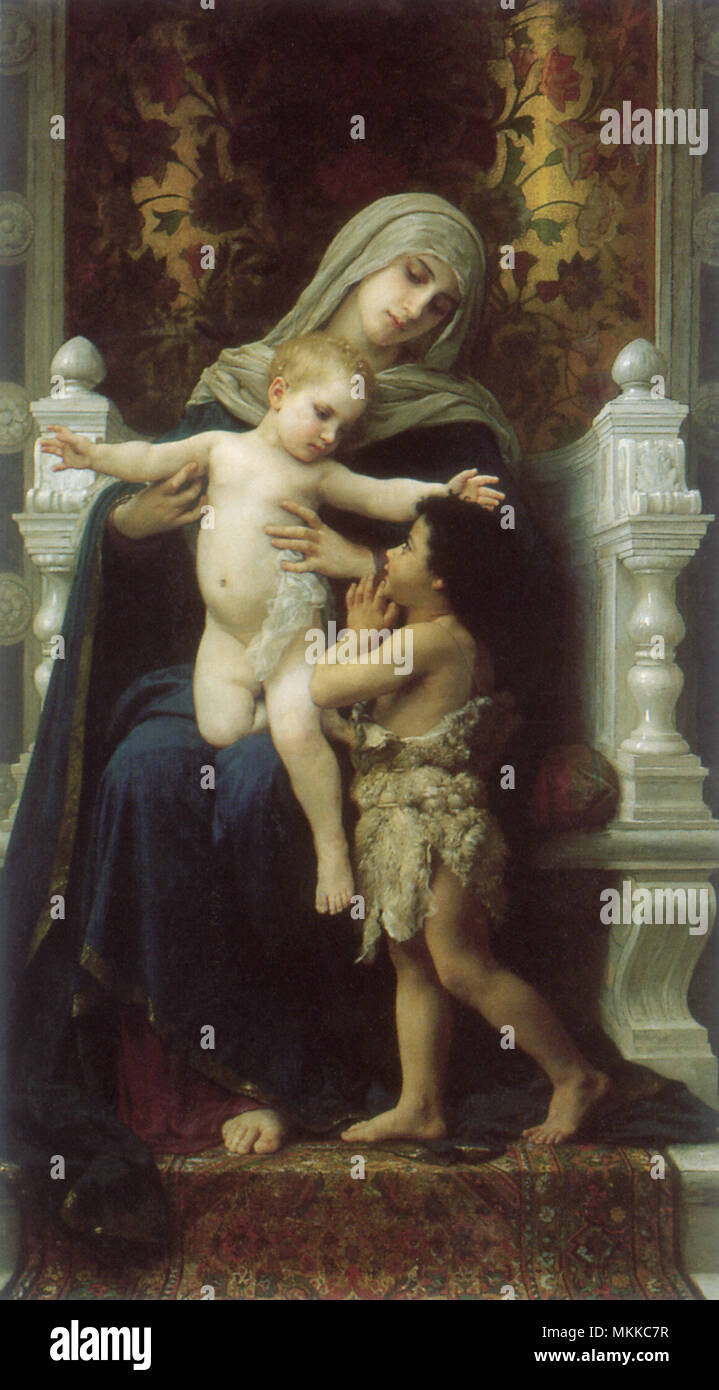 Madonna con Bambino e San Giovanni Battista Foto Stock