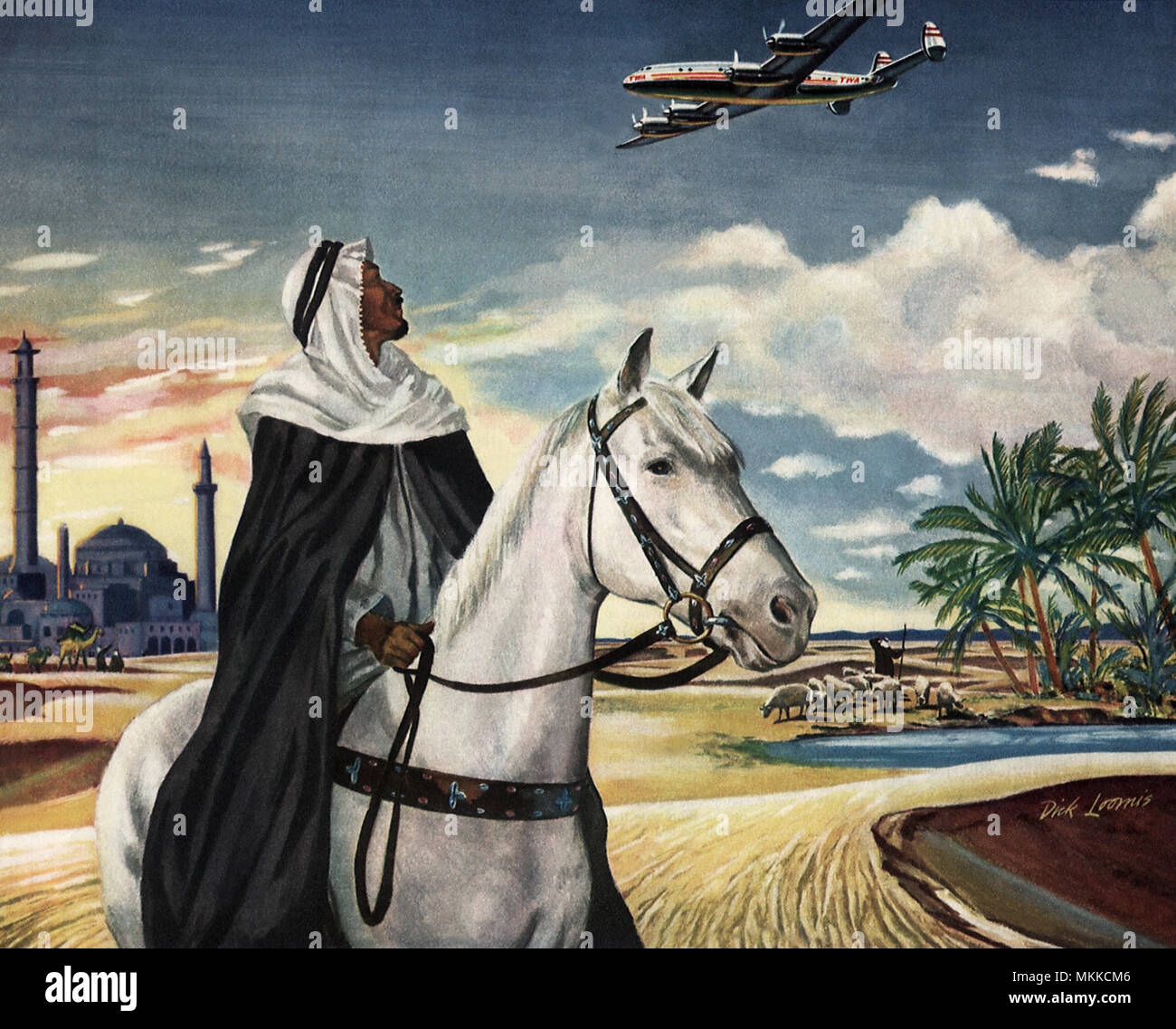 L'uomo, deserto e piano Foto Stock