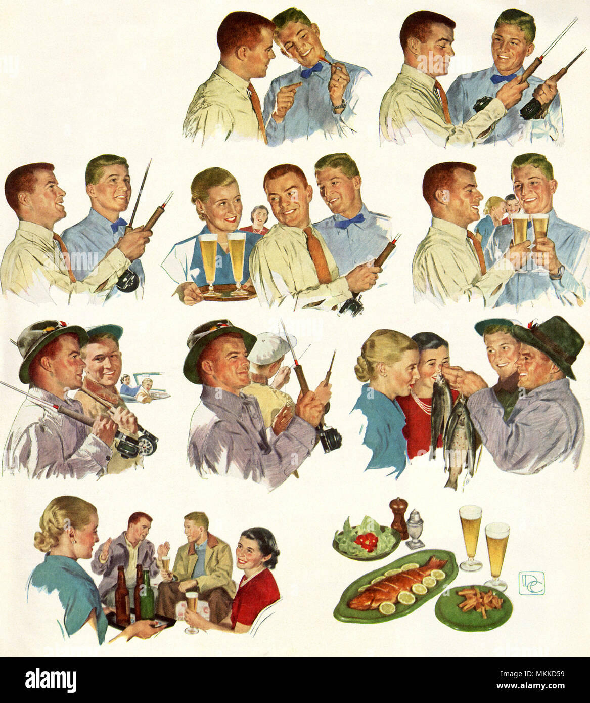 Viaggio di pesca schizzi Foto Stock