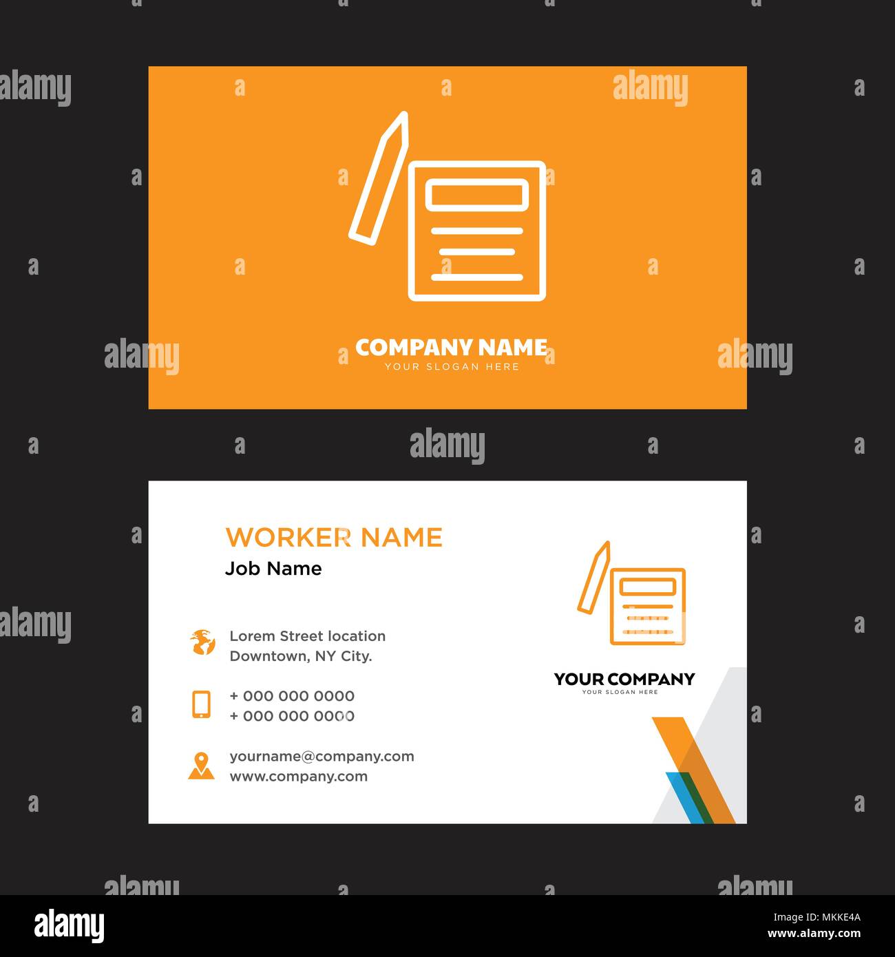 Contratto business card modello di progettazione, visita per la vostra azienda, moderna identità orizzontale vettore scheda Illustrazione Vettoriale