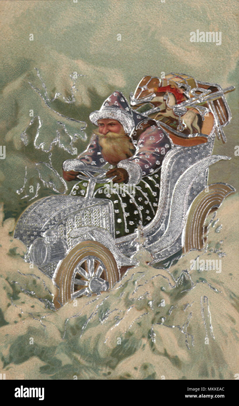 Santa in argento auto Foto Stock