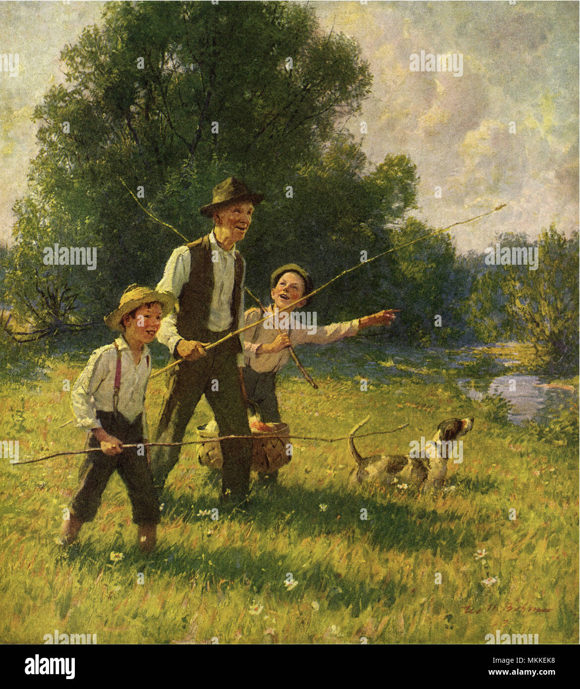 La pesca con Grampa Foto Stock