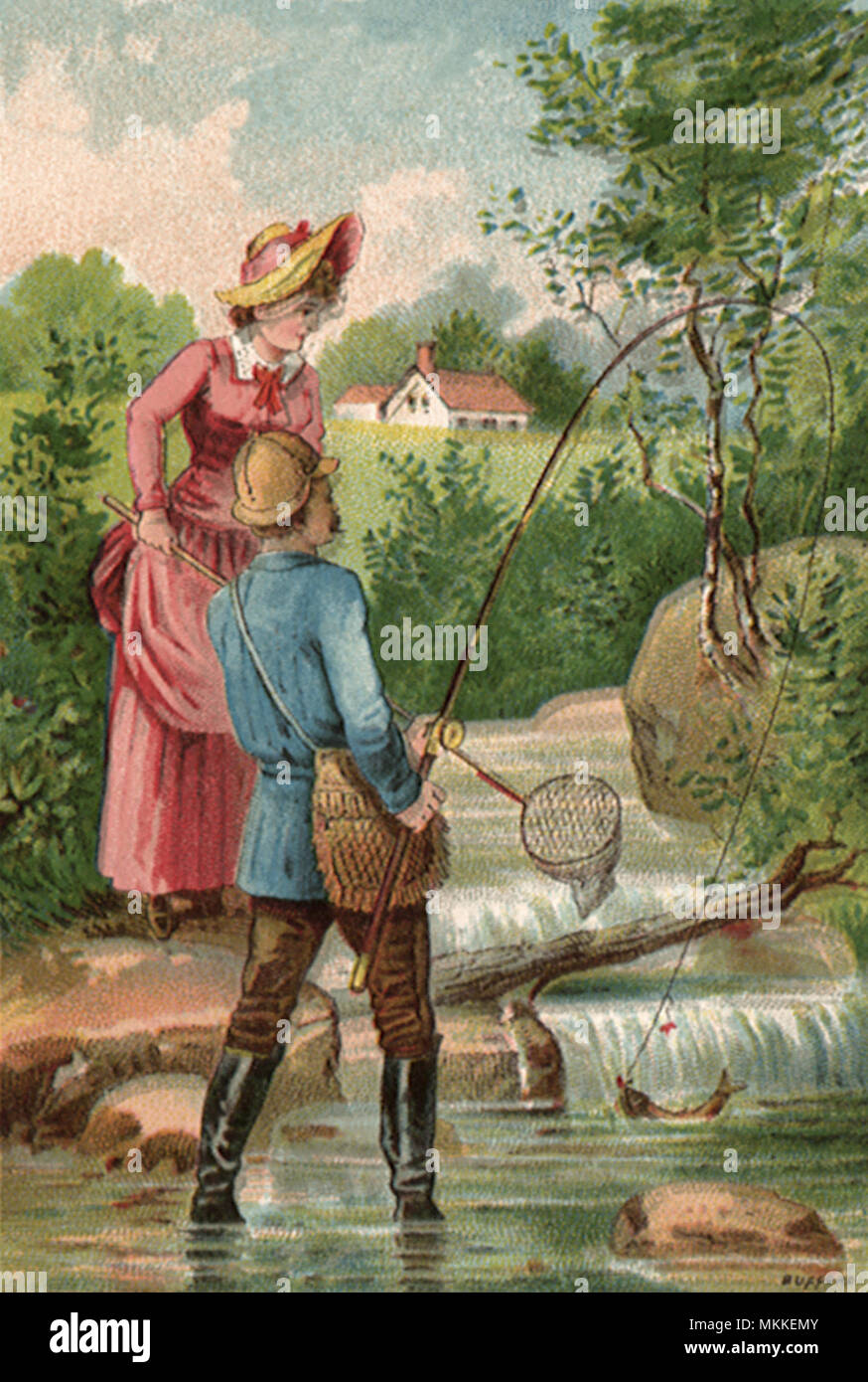 Accoppiare la pesca insieme Foto Stock