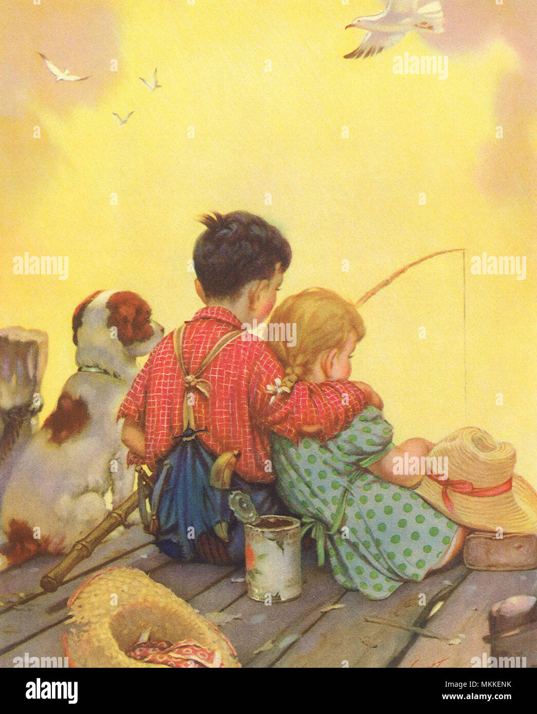 I bambini la pesca Foto Stock