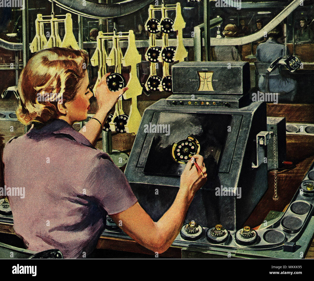 Test di donna telefono Foto Stock