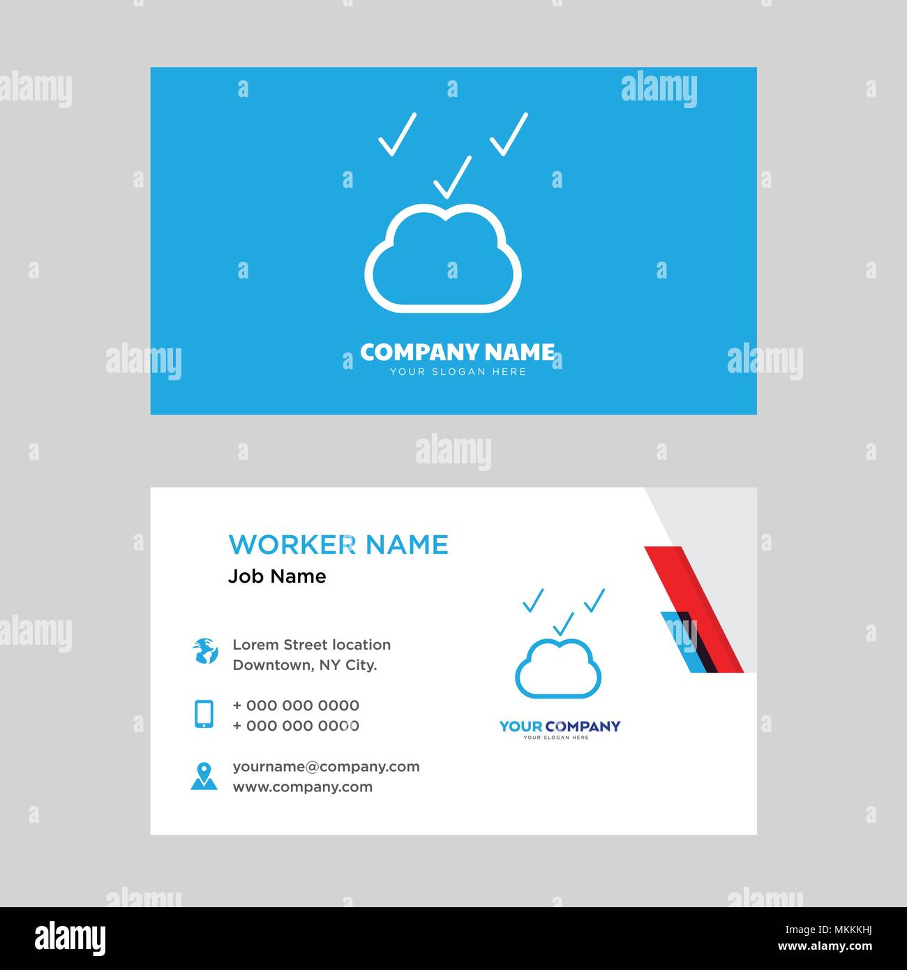Il cloud computing business card modello di progettazione, visita per la vostra azienda, moderna identità orizzontale vettore scheda Illustrazione Vettoriale