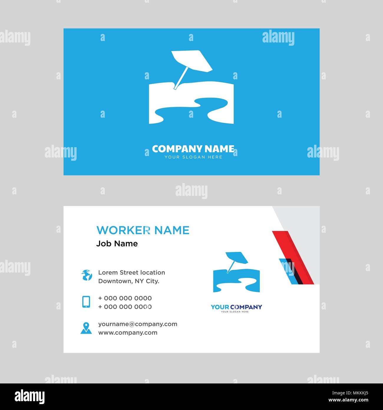 Ombrellone business card modello di progettazione, visita per la vostra azienda, moderna identità orizzontale vettore scheda Illustrazione Vettoriale
