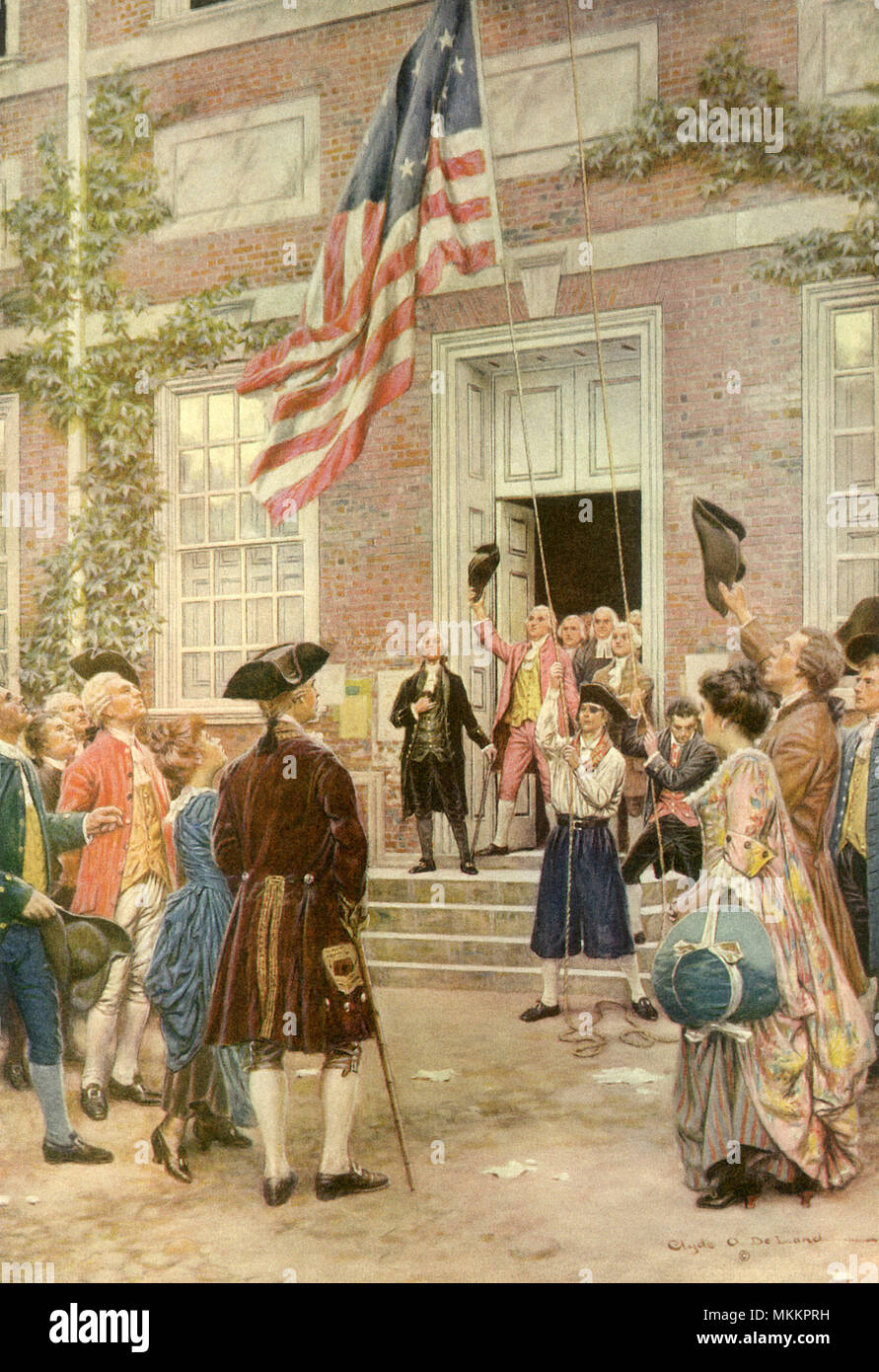 Bandiera americana spiegata Foto Stock