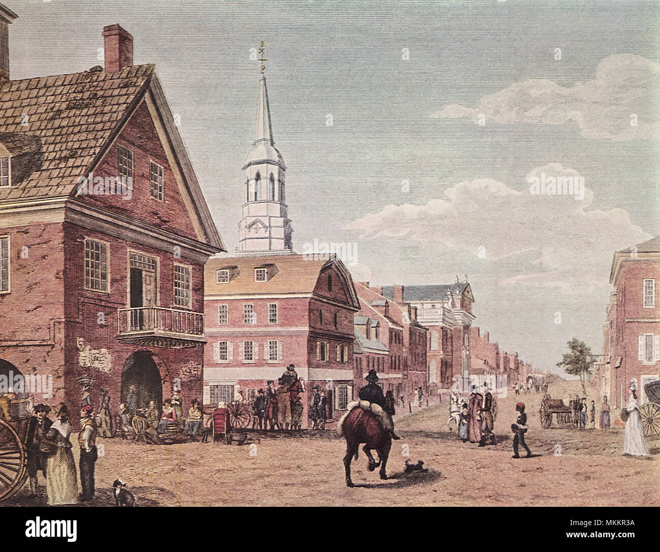 Seconda e High Street. Philadelphia. 1799 Foto Stock