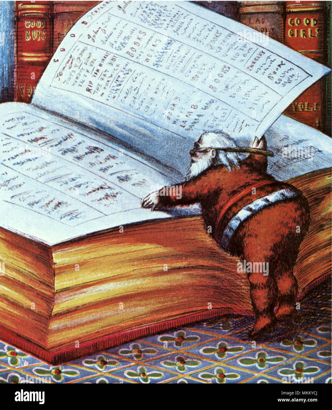Santa e libro gigante Foto Stock