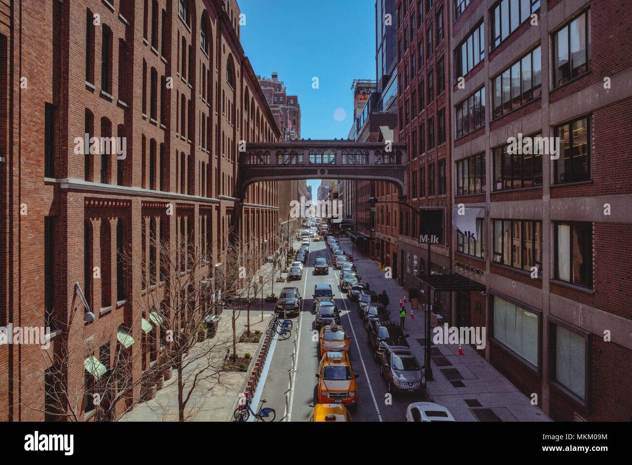 West 16th Street guardando ad est dall'Highline. Foto Stock