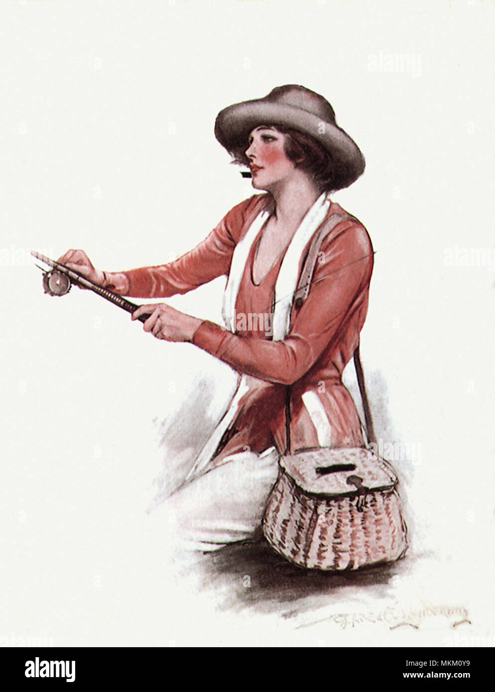 Pesca della donna Foto Stock