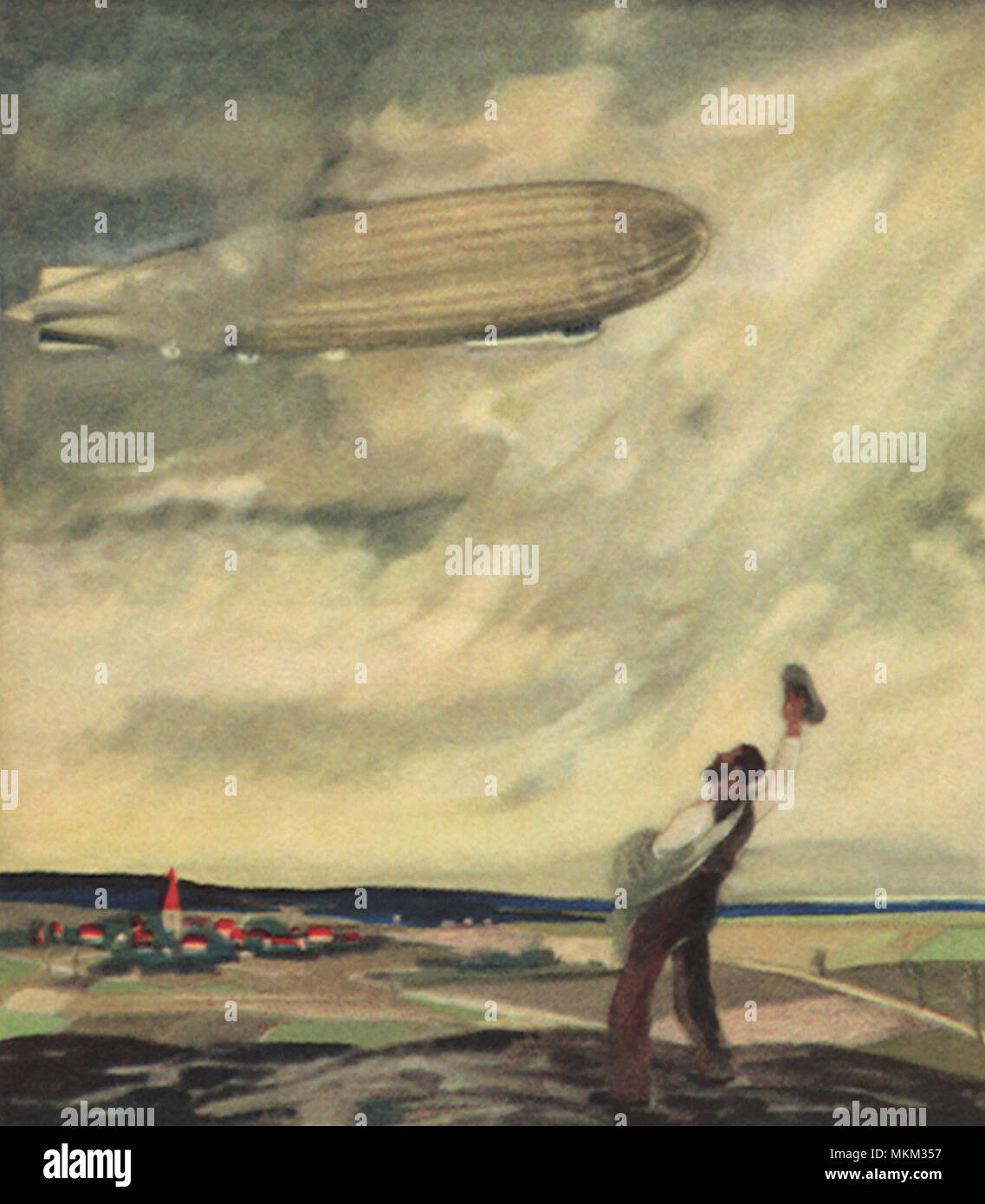 L'uomo le onde a Zeppelin Foto Stock