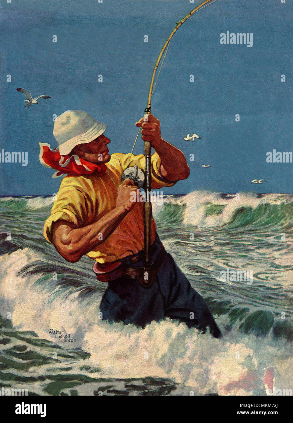 La pesca nella laminazione di Surf Foto Stock