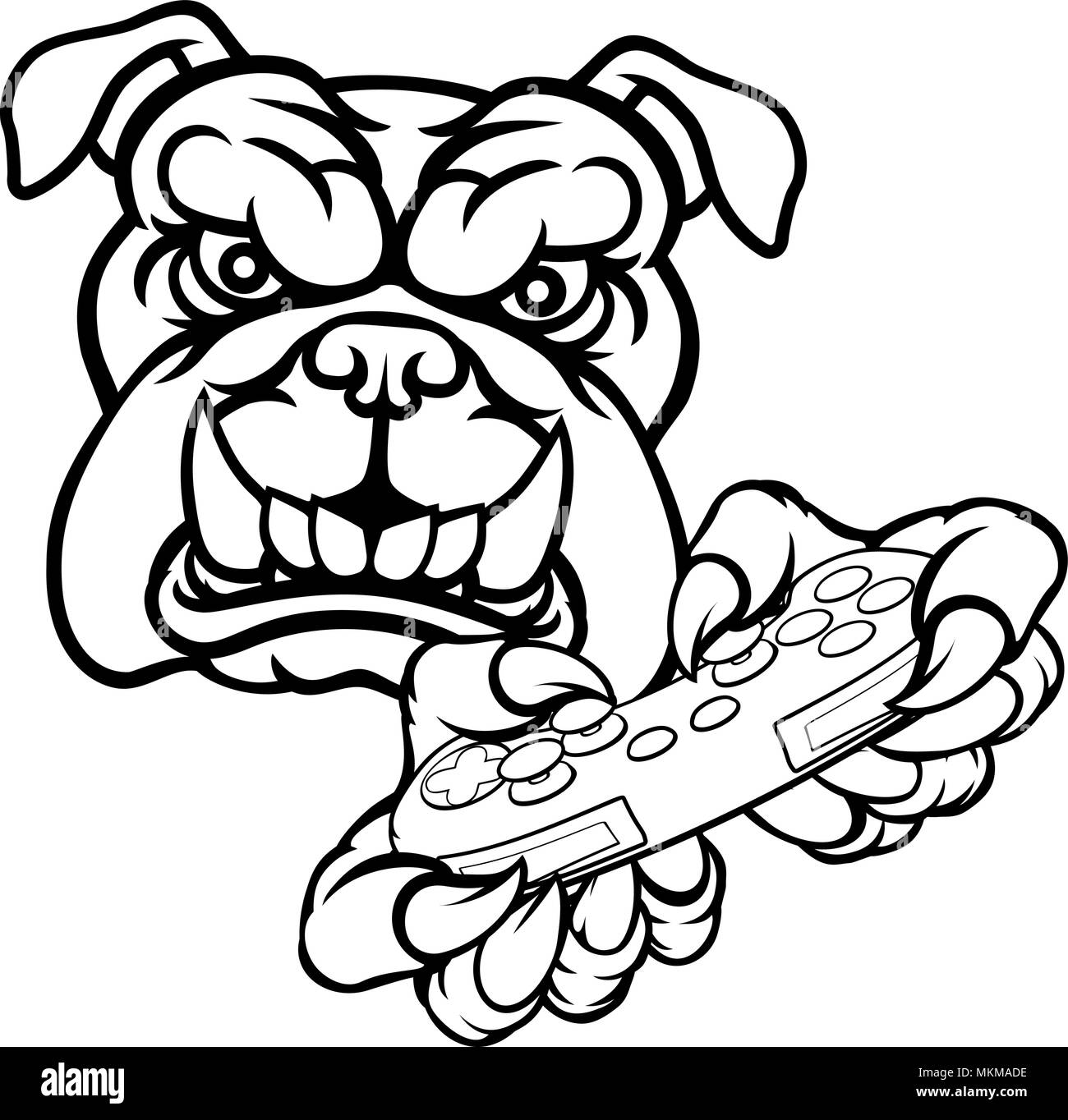 Bulldog Esports Gamer mascotte Illustrazione Vettoriale