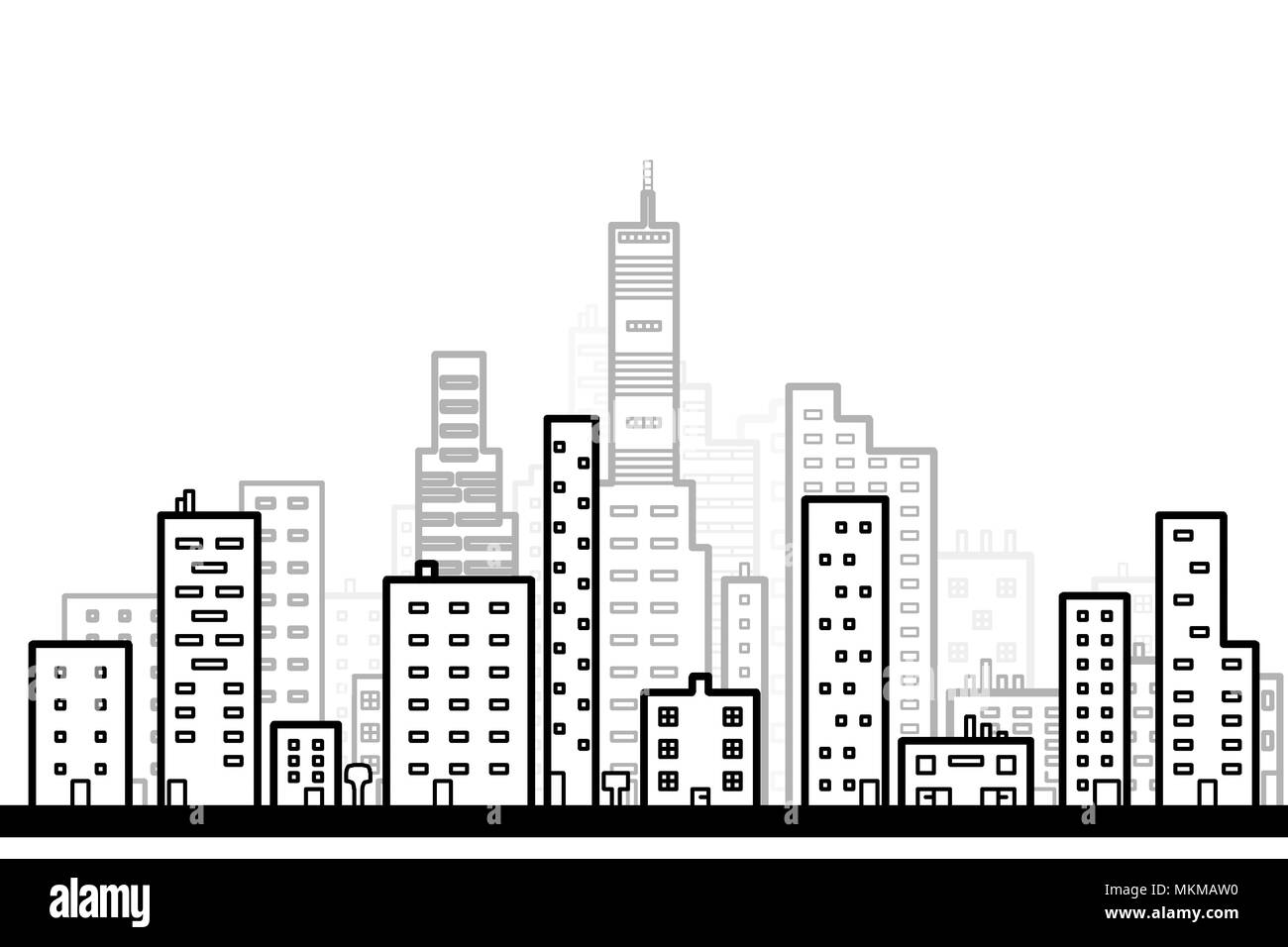 Linea di arte moderna città grande sfondo con grattacieli flat uno stile di design Foto Stock