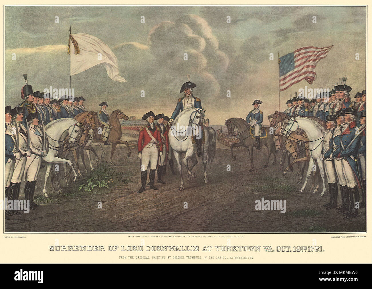 La rinuncia di Lord Cornwallis a Yorktown VA. 1781 Foto Stock