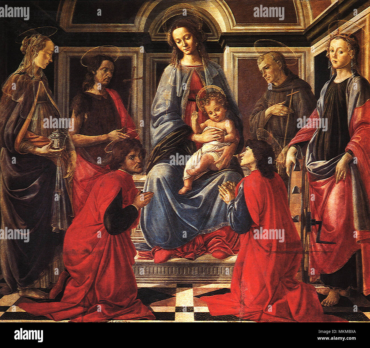 Madonna col Bambino in trono Foto Stock