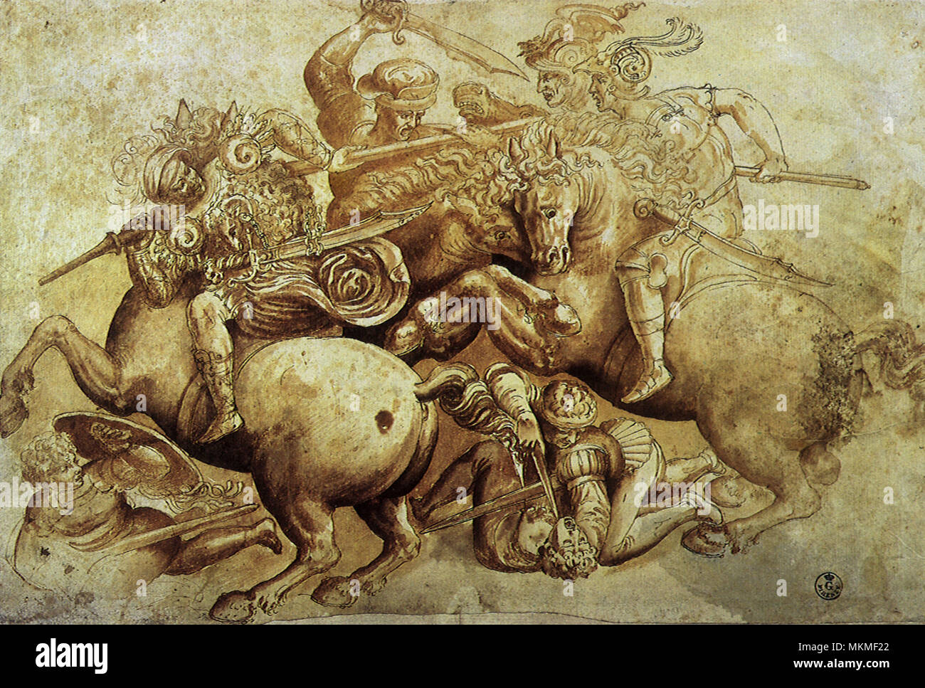 La Battaglia di Anghiari 1500 Foto Stock