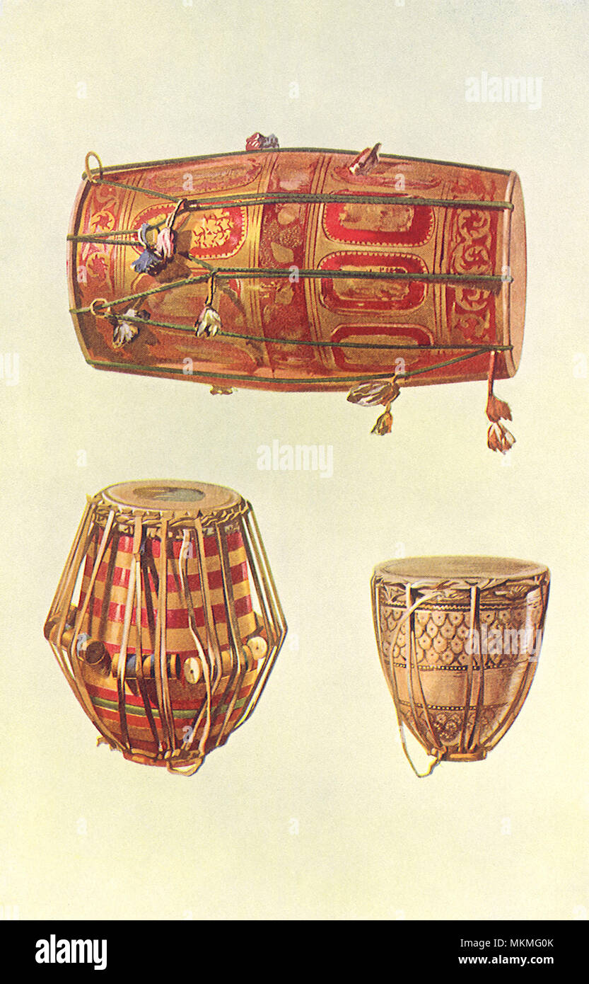 Tipi di tamburi indiano Foto Stock
