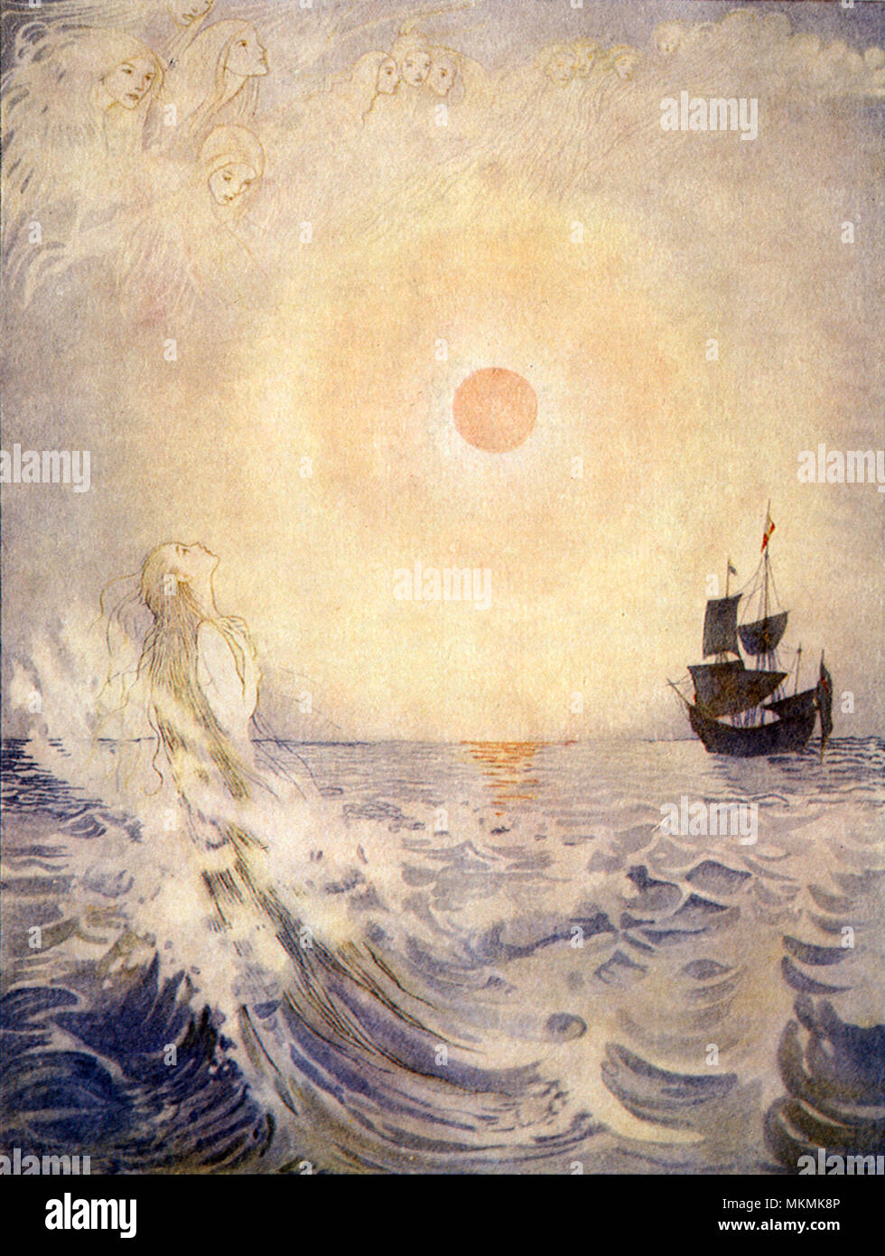 Mermaid sorge dal mare Foto Stock