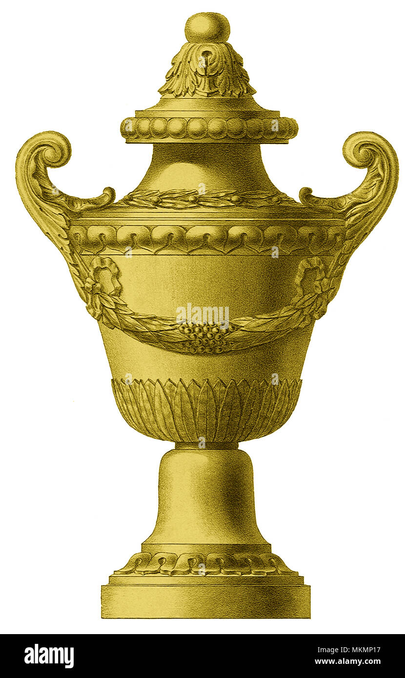 Oro urna con cartigli Foto Stock