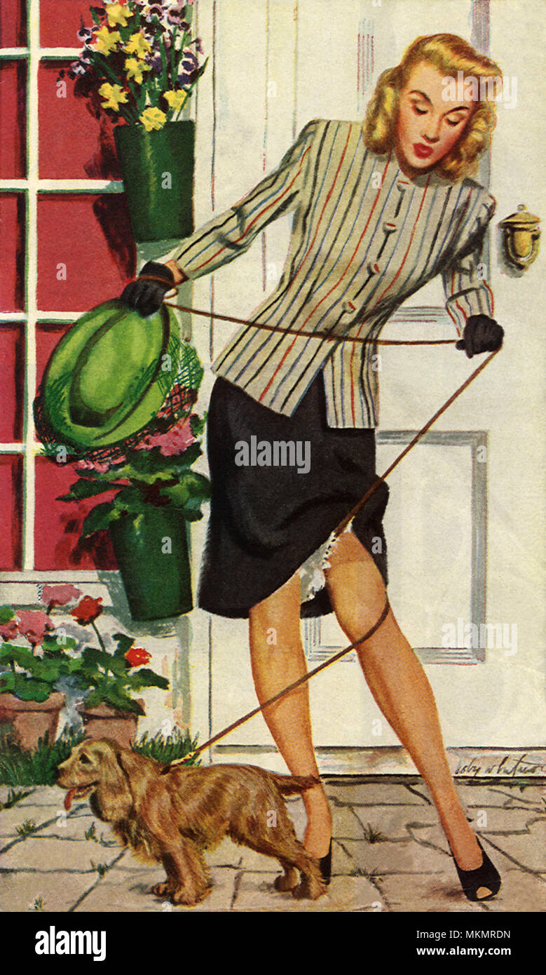 Catturati al guinzaglio Foto Stock