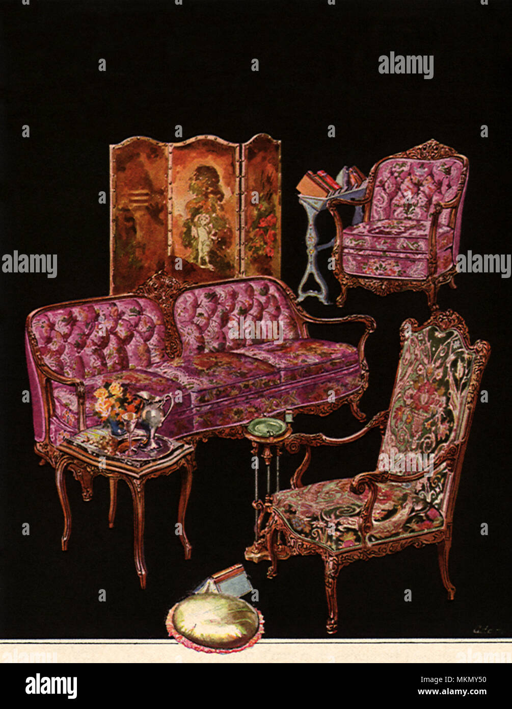 Mobili su nero Foto Stock