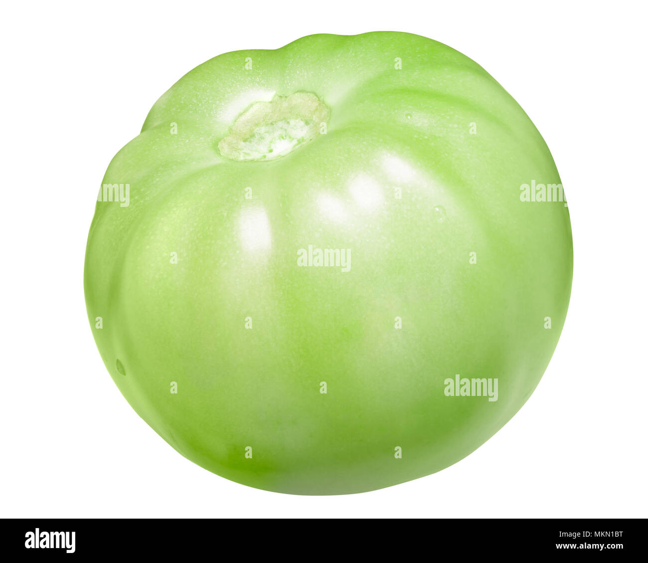Verde (pomodoro Solanum lycopersicum frutta), leggermente orlate, senza sepalo Foto Stock