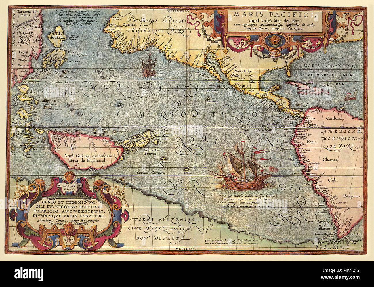 Mappa del Pacifico 1589 Foto Stock