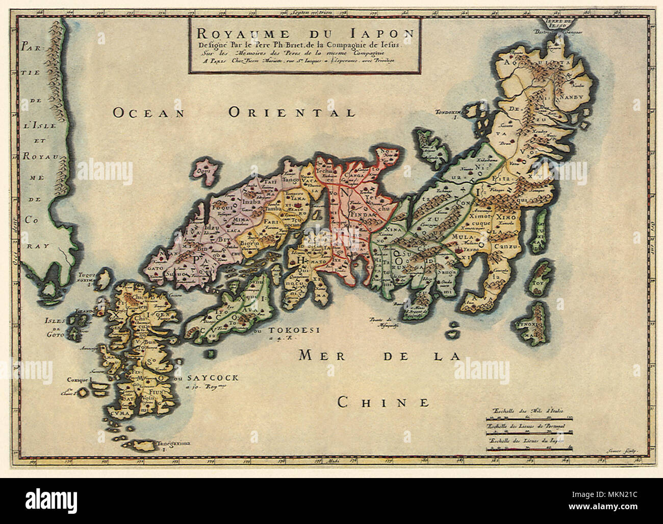 Mappa politico del Giappone 1650 Foto Stock