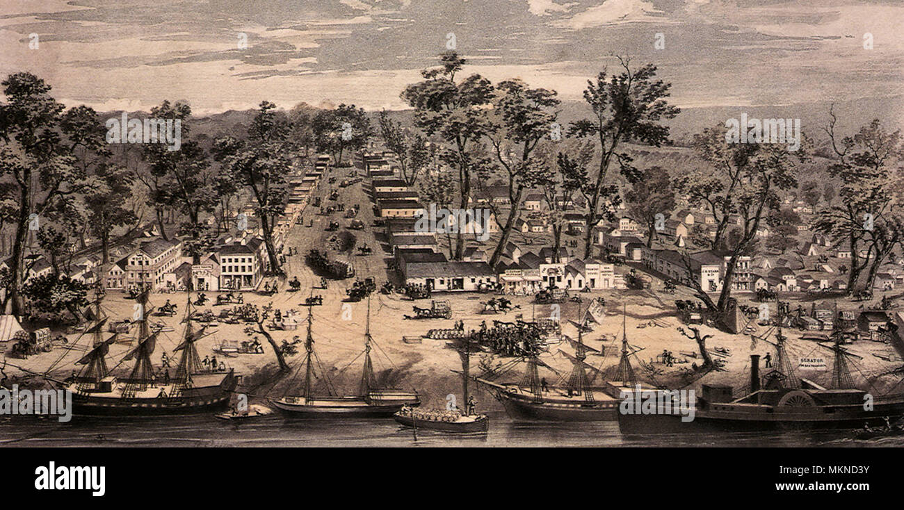 La città di Sacramento, California 1850 Foto Stock