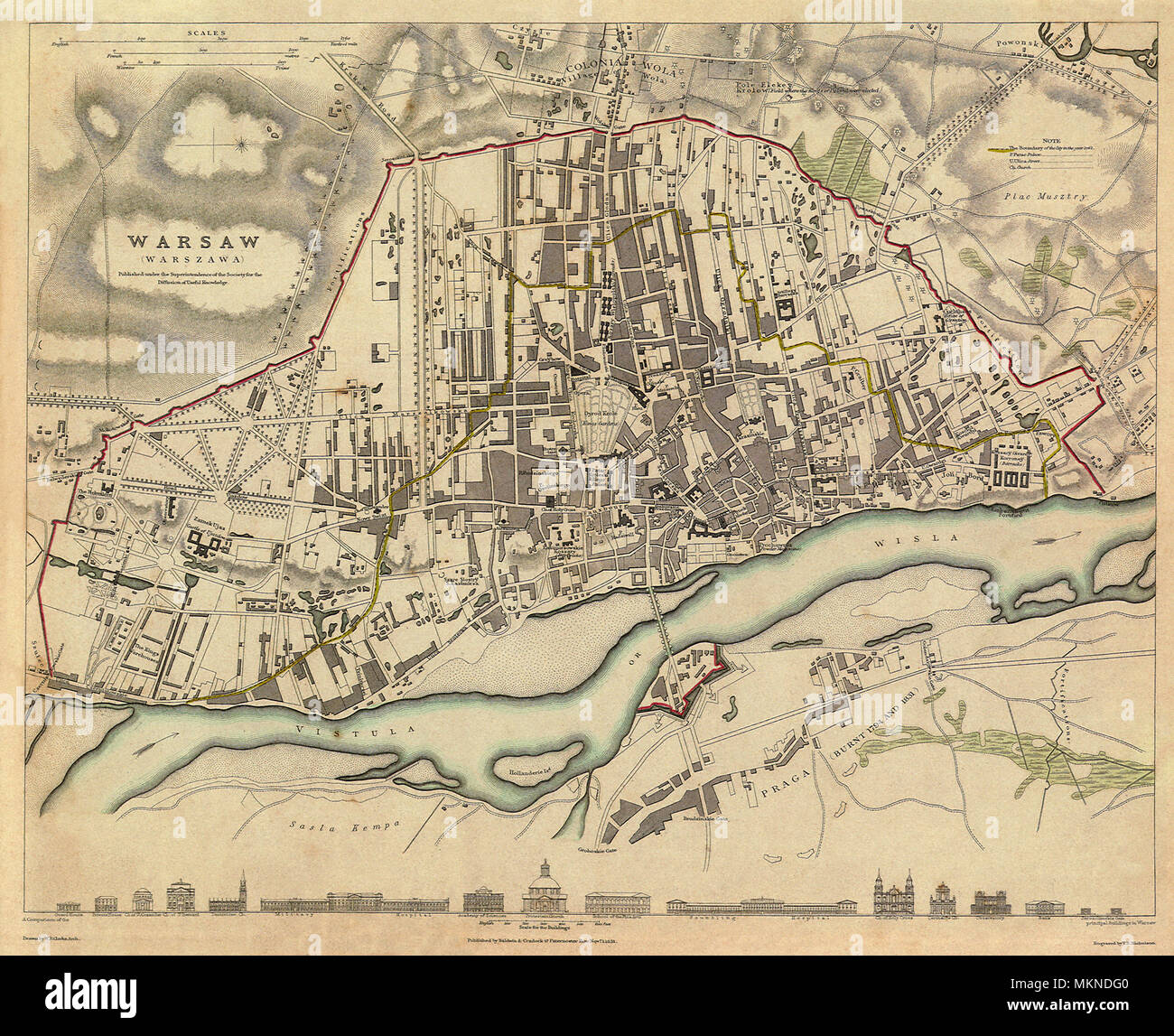 Mappa di Varsavia 1831 Foto Stock